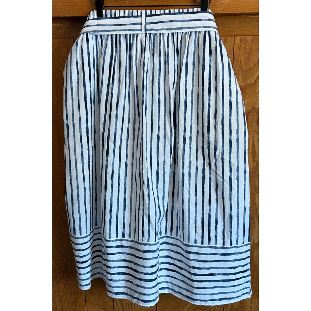NWT Chico's Palermo Striped Tie-Front Midi Skirt Blue, 3 - Picture 5 of 14